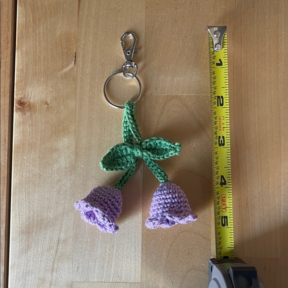 Handcrafted Crochet Lily of the Valley Bag Charm with Flower Accessory Keychain - Picture 6 of 8